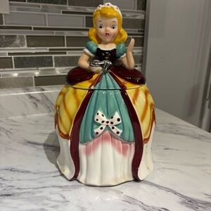 Vintage 1957 Napco Cinderella Cookie Jar Ceramic Storybook Princess 9.5" Slipper